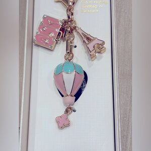 NIB Piper K Eiffel Tower travel Hot Air Balloon Keychain bag charm